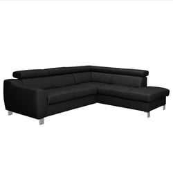 Ecksofa Aspen Leder Schwarz