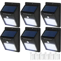 Tectake tectake® 6er-Set Solarlampe mit Bewegungsmelder, Erfassungswinkel 120°, einfache Montage, 9,7 x 5,1 x 12,4 cm