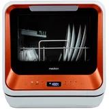 MEDION Mini Geschirrspüler DWT20 (Tischgeschirrspüler, Spülmaschine, 2 Maßgedecke, funktioniert mit/ohne Wasseranschluss, 6 Reinigungsprogramme, Babyflaschen, Startzeitvorwahl, freistehend) bronze