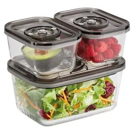 CASO Design Vakuum-Frischebehälter rechteckig schwarz 14,5 x 20 x 9,5 cm 1,5 l 3-teiliges Set