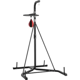 Vevor 2 in 1 Boxsackständer Trainingsgerät Sandsackgestell aus Stahl, höhenverstellbare Boxsackhalterung (65 kg belastbar), Fitnessgerät Standboxtrainer Speedbag-Ständer für Fitness-Studio