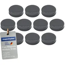 Magnetoplan Ergo-Magnete, medium, Felsgrau, Pack a 10 Stück