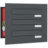 AL Briefkastensysteme 3er Premium Durchwurfbriefkasten RAL 7016 Anthrazit inkl. Zeitungsfach