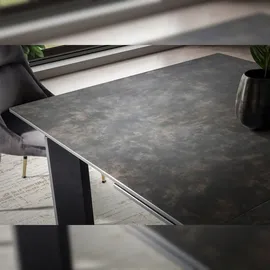 KADIMA DESIGN Esszimmertisch 180x95x77 cm Keramik Glas Esstisch Schwarz, Küchentisch ausziehbar bis 240 cm, Glastisch Groß, Speisetisch Esszimmer Rechteckig mit