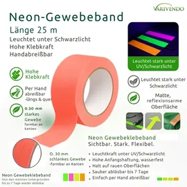 varivendo Gewebeband NEON ORANGE 25 m x 50 mm
