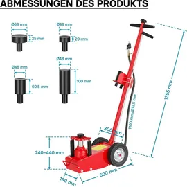 Wiltec Rangierwagenheber Metall 245-535 mm rot fahrbar