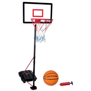 Dunlop Basketballkorb Set – Höhenverstellbar: 165 - 205 cm – mit Basketballständer, Ball und Pumpe – Basketballkorb Outdoor mit Füllbarer Fussstand - Schwarz