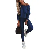 Godoboo Damen Sportanzug Jogginganzug 2 Stück Damen Trainingsanzug Mode Damen Sport Hoodie Casual Hausanzug Zweiteiler Hosenanzug Trainingsanzüge für Damen Set Lange Ärmel Top + Lange Hose - S