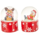 dekohelden24 mini-schneekugel weihnachtselch/schneemann im 2er set, maße h/b/ø kugel: ca. 5 x 3,5 cm Dekohelden24 Mini-Schneekugel Weihnachtselch/Schneemann im 2er Set, Maße H/B/Ø Kugel: ca. 5 x 3,5 cm/Ø 3,5 cm., 501049-SM+Elch