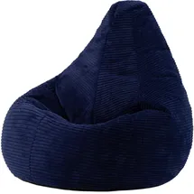 I.C.O.N. Icon Dalton Sitzsack Cord, Marineblau, Gaming Sitzsack Erwachsene mit Füllung, Bean Bag, Cord Sessel, Lounge Sessel, Lounge Stuhl, Schlafzimmer, Wohnzimmer, Wohnzimmer Möbel