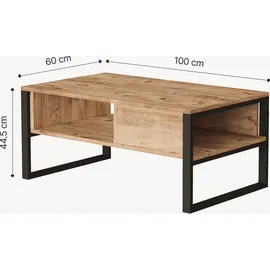 [en.casa] Couchtisch Laukaa Beige Eiche 100 x 60 x 44,5 cm