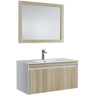 Hti-Living Badmöbel Set Waschtisch, Spiegel, Hängeschrank