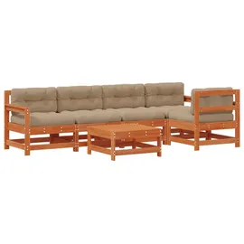 vidaXL Garten-Lounge-Set 6-tlg. Wachsbraun