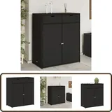 Gartenschrank Schwarz 105x55x113 Cm Poly Rattan - Outdoor-schrank - Gartenschrank - Stauraum - Gartenorganisation - Rattan-möbel