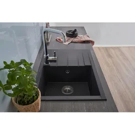 Respekta Houston links Einbauspüle mineralit schwarz Handbetätigung 620 x 500 mm