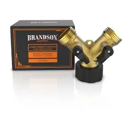 Brandson Wasserventil 2 Wege Y-Verteiler für 3/4 Zoll Wasserhahn Garten Wasserverteiler - Verteileranschluss für Wasserschlauch - 2 Drehschalter