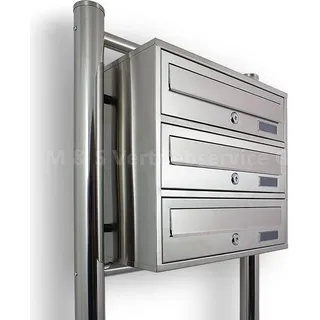 BITUXX 3er Postfach Edelstahl Silber