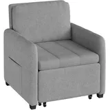WOLTU 3-in-1 Schlafsessel, Schlafsofa mit Seitentasche und 5-Fach verstellbare Rückenlehne, bequemer Lesesessel platzsparend, 76,5 x 85 x 82,5 cm, Hellgrau