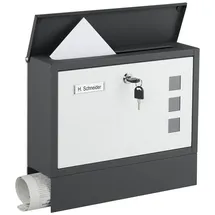 Relaxdays Briefkasten Anthrazit inkl. Zeitungsfach