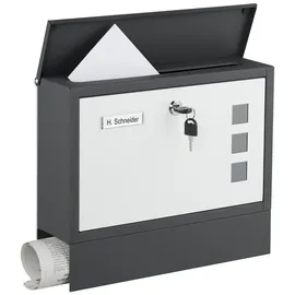 Relaxdays Briefkasten Anthrazit inkl. Zeitungsfach
