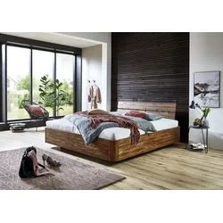 SAM® Schwebebett Holzbett Akazienholz 160 x 200 cm geteiltes Kopfteil LANZAROTE