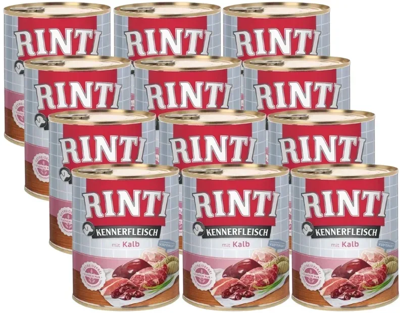 Rinti Kennerfleisch Nassfutter für Hunde - Kalbfleisch 12x800g