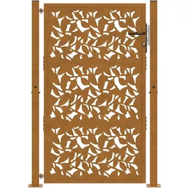 vidaXL Gartentor 105x155 cm Wetterfester Stahl Blattdesign