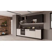 Küchen-Preisbombe Küche ARONA + SIENA BASIC LOFT 280 cm Küchenzeile Küchenblock Kaschmir Schwarz