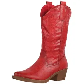 Elara Damen Cowboy Stiefel Biker Boots Chunkyrayan 301-A32P Rot-37 - 37 EU