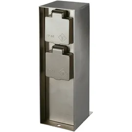 Philips Sockel-Doppelsteckdose für außen Auckland Edelstahl