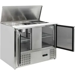 GastroHero Saladette Eco 1045 mit Kühlung, 302 Liter, 2 Edelstahl Türen, 2 Einlegeböden, GN-Behältereinlass, Digitale Temperaturanzeige