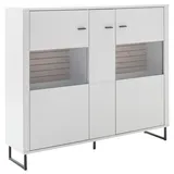 Stylife Highboard Weiß, Eichefarben , grau , Maße cm, B: 159 H: 136 T: 37