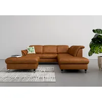 Ecksofa SIT & MORE "Maggiore L-Form" Sofas Gr. B/H/T: 261cm x 88cm x 224cm, Luxus-Microfaser, Ottomane rechts, ohne Kopfteilverstellung-ohne Bettfunktion-ohne Stauraum-Fussfarbe: Nickel satiniert, braun (cognac) wahlweise mit Kopfteilverstellung, Bettfunktion und Stauraum