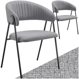 Tectake tectake® Armlehnstuhl, Webstoff, gepolstert, schlanke Stahlbeine, 60 x 58 x 85 cm