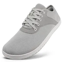 RUOMU Unisex Barfußschuhe Knit Barfuss Schuhe - Herren Damen Minimalistische Weit Barfussschuhe, Zero-Drop Barfuss Minimal Schuhe, Hellgrau, Gr.45 - 45 EU Weit