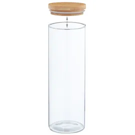 Relaxdays Vorratsgläser mit Bambusdeckel, 3er Set, runde Vorratsdosen aus Glas, 1600 ml, luftdicht, transparent/natur, 28 x 10 cm