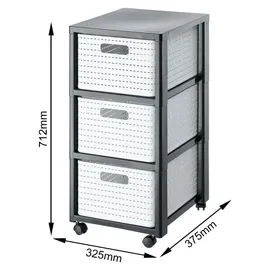 Rotho Rollcontainer Country 37,5 x 32,5 x 71,2 cm 3-tlg. weiß