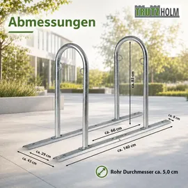 Trutzholm Fahrradständer Parker Typ U 140 x 88 cm Stahl feuerverzinkt Ø 50 mm grau