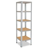 shelfplaza Schwerlastregal HOME, 180x30x30cm verzinkt, Metallregal mit 5 Böden, als Kellerregal, Garagenregal, Werkstattregal oder Lagerregal, Steckregal Metall mit 175kg Tragkraft silberfarben