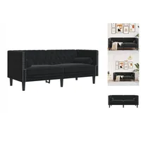 vidaXL Chesterfield-Sofa mit Nackenrollen 2-Sitzer Schwarz Samt