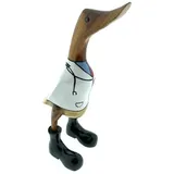 Hti-Living Deko Holzente Wathattn Bambus handgefertigt maritime Figur 27 cm Wohnaccessoire