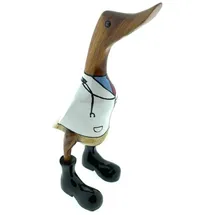 Hti-Living Deko Holzente Wathattn Bambus handgefertigt maritime Figur 27 cm Wohnaccessoire