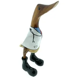 Hti-Living Deko Holzente Wathattn Bambus handgefertigt maritime Figur 27 cm Wohnaccessoire