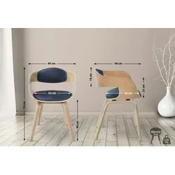 CLP 2er Set Stühle Kingston Stoff natura/blau/natura