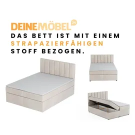 dein schlaf 24 Boxspringbett ROCK 120x200 Velour Creme H4 - Beige
