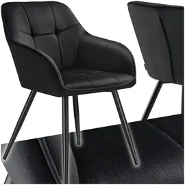 Tectake tectake® Esszimmerstuhl, gepolstert, in Samtoptik, gesteppt, schlanke Stahlbeine, 58 x 62 x 82 cm