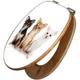 banjado Design WC Sitz Bambus Absenkautomatik 45,8x37,5cm / Toilettendeckel mit Absenkautomatik Holz/hochwertiger Bambus Klodeckel/WC-Sitz für gängigen Toiletten/Motiv Chihuahua