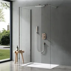 doporro Duschtasse Duschwanne 75x100x4 flach Mineralguss in Weiß DIN-Anschlüsse für bodengleiche Montage geeignet Geoma04 -