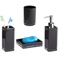 Relaxdays Badaccessoires-Set schwarz, 1 Set