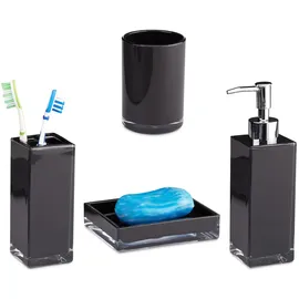 Relaxdays Badaccessoires-Set schwarz, 1 Set
